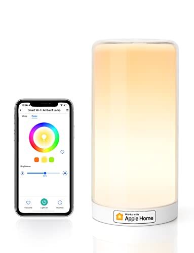 Meross Smart Table Lamp, Bedside Lamp, Compatible with Apple HomeKit, Siri, Amazon Alexa and SmartThings, Tunable White and Multi-Color, Touch Control, Voice and App Control