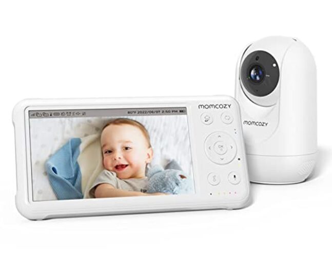 Momcozy Video Baby Monitor, 1080P 5″ HD Baby Monitor with Camera & Wall Mount, Infrared Night Vision, 5000mAh Battery, 2-Way Audio, Temperature Sensor, Lullabies, 960ft Range, Ideal for New Moms, BM01