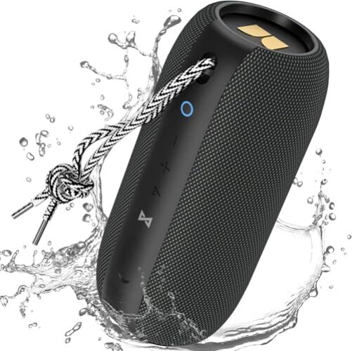 Monster S320 Bluetooth Speaker, Portable Bluetooth Speaker, 40W True Wireless Speaker,360° Stereo Sound Effect, IPX7 Waterproof Speaker, 32 Hour Playing Time, Suitable for Outdoor Speaker, Black