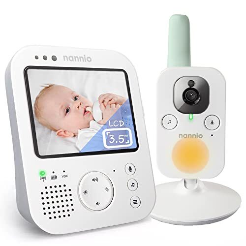 nannio Hero3 Video Baby Monitor with Night Light & Vibration Assistant, 3.5″ Display, Auto Night Vision, 2 Way Audio Talk, Voice Activated, Temperature Sensor and Lullabies, no WiFi, 2 Years Warranty
