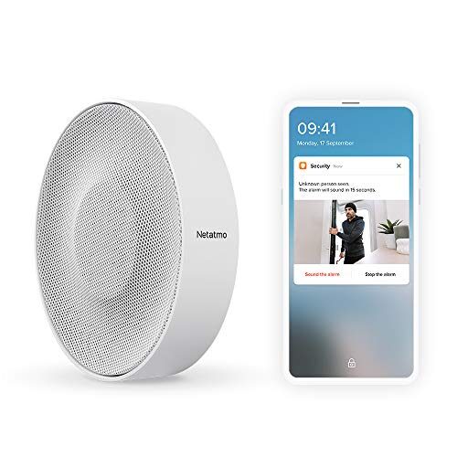 Netatmo Smart Indoor Siren | Wireless 110 Decibel Siren | Auto Arm & Disarm | Easy Installation Can Be Powered With Batteries Or Hard Wired | Model NIS01US