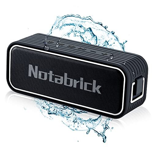 NOTABRICK Bluetooth Speaker, Portable Wireless Speaker with 15W Stereo Sound, Active Extra Bass, IPX6 Waterproof Shower Speaker, Double Pairing, for Party, Home Theater, Game Theater