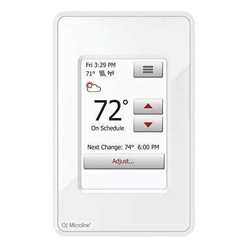 OJ Microline Electric Radiant Floor Heating Thermostat, Wifi Programmable Thermostat with GFCI, Dual Sensing, Dual Voltage, with Intuitive Touch Screen Interface, UWG4-4999, Includes Floor Sensor