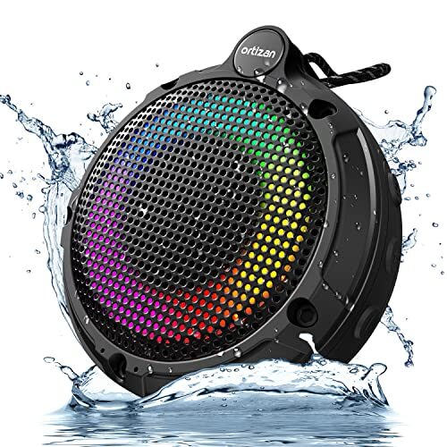 Ortizan Bluetooth Shower Speaker, IPX7 Waterproof Wireless Speaker with LED Light, 8W Loud Sound, 24H Playtime, Floating, Portable Mini Speakers for Kayak, Beach, Biking, Gifts for Men, Women