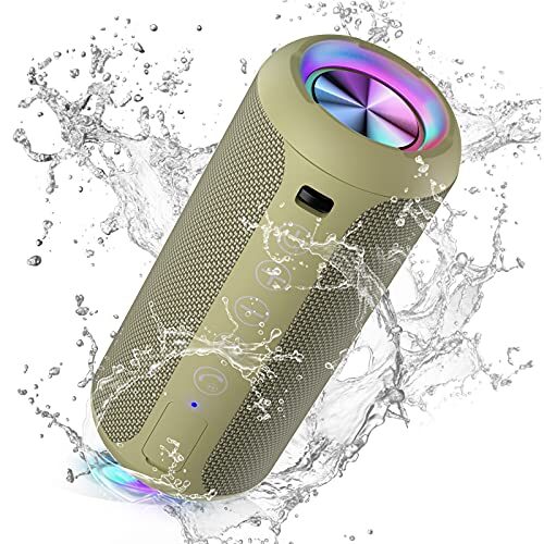 Ortizan Portable Bluetooth Speakers, IPX7 Waterproof Wireless Speaker with 24W Loud Stereo Sound, Outdoor Speaker with Bluetooth 5.3, Deep Bass, RGB Lights, Dual Pairing, 30H Playtime for Home, Party