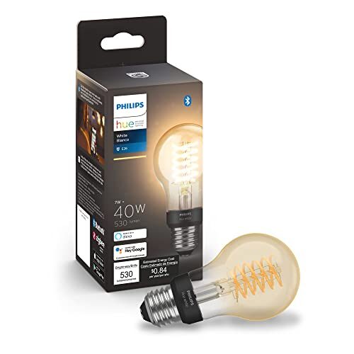 Philips Hue White Dimmable Filament A19 Smart Edison Vintage LED Bulb