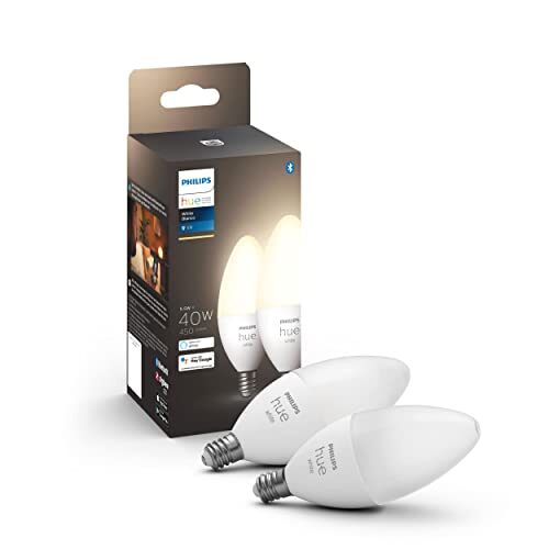 Philips Hue E12 White LED Smart Candle Bulb 5.5 watts 2 pack