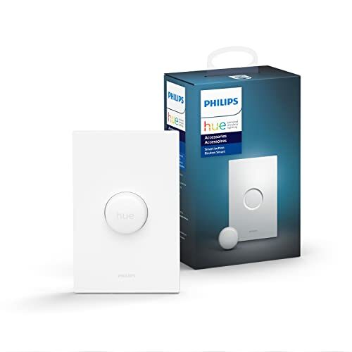 Philips Hue Wireless Smart Light Switch Button, White, 1 Pack, Portable and Battery Powered, Smart Home Control, Requires Hue Bridge, Easy, No-Wire Installation