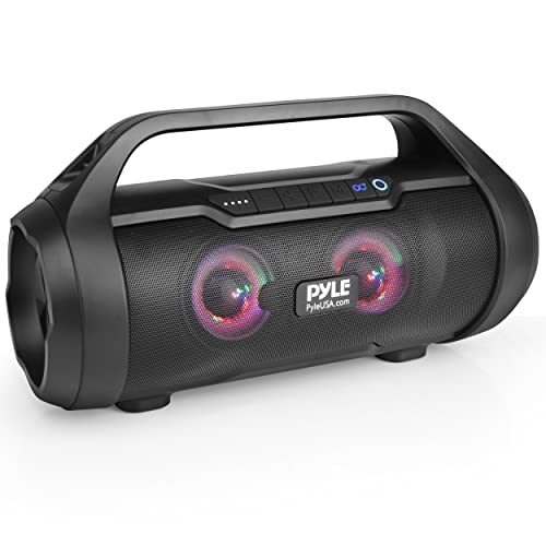 Pyle Wireless Portable Bluetooth Boombox Speaker, 500W 2.0CH Rechargeable Boom Box Speaker Portable Barrel Loud Stereo System with AUX Input/USB/SD/FM Radio, 3″ Subwoofer, Voice Control