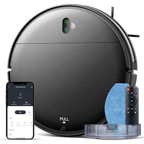 Robot Vacuum and Mop Combo, WiFi/App/Alexa, Robotic Vacuum Cleaner with Schedule, 2 in 1 Mopping Robot Vacuum with Watertank and Dustbin, Self-Charging, Slim, Ideal for Hard Floor, Pet Hair, Carpet