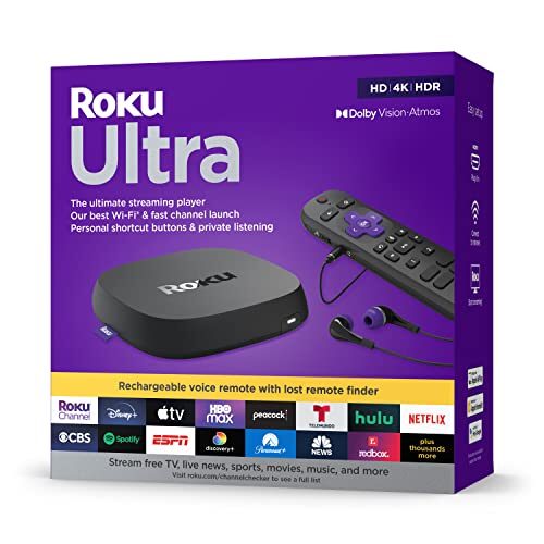 Roku Ultra, 4K Streaming, Voice Remote & Free TV