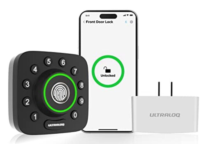 Smart Lock, ULTRALOQ U-Bolt Pro + Bridge WiFi Adaptor, 6-in-1 Keyless Entry Door Lock