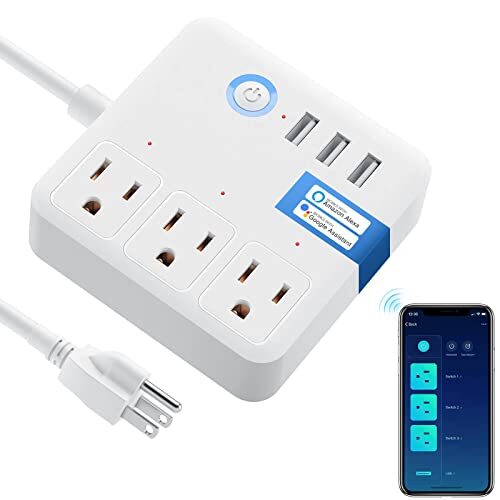 WISEBOT Smart Plug Power Strip with 3 Individually Controlled Smart Outlets and 3 USB Ports