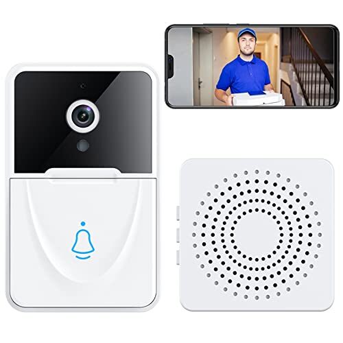 Frubo Smart Doorbell Smart Wireless Remote Video, Home Intercom HD Night Vision WiFi Security Door Doorbell, Cloud Storage, 2-Way Audio.