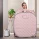 Smartmak Portable Sauna Kit, one Person Full Body at Home Spa Hat Tent, Includes 2L Steamer with Remote Control for Detox US Plug, Pink
