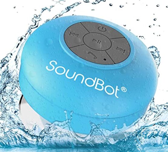 Soundbot Bluetooth Shower Speaker, SB510 HD Water Resistant Handsfree Portable Speakerphone with Built-in Mic, 6hrs of Playtime, Control Buttons and Dedicated Suction Cup for Bathroom Pool