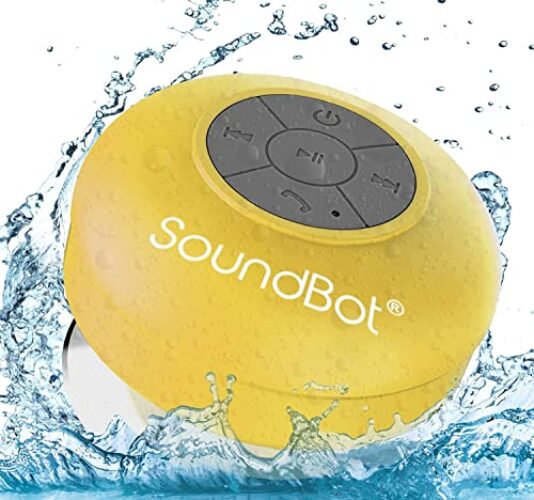 Soundbot Shower Speaker, SB510 HD Bluetooth, USB, Infrared, Water Resistant Handsfree Portable Speakerphone with Built-in Mic, 6hrs of Playtime, Control Buttons and Dedicated Suction Cup