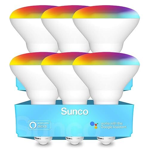 Sunco BR30 Alexa Smart Flood Light Bulbs Color Changing LED Recessed WiFi Bulb 8W, RGBCW, Dimmable, 650 Lumens, Compatible with Alexa & Google Assistant, E26 Base No Hub Required 6 Pack