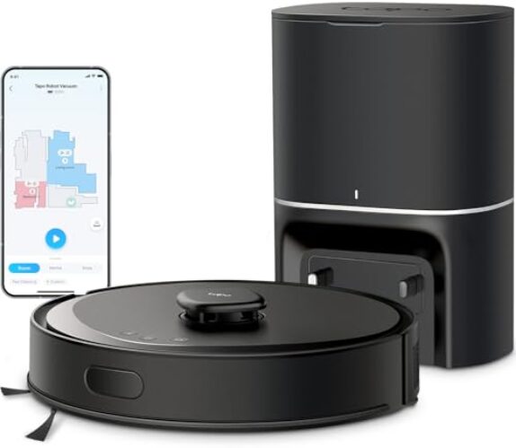 Tapo RV30 Max Plus Robot Vacuum and Mop LiDAR Smart Navigation, Self-Emptying Dock, 5300Pa Max, 97%+ Dust Pickup Rate, Customizable Cleaning, Self-Charging, Compatible with Alexa & Google Home