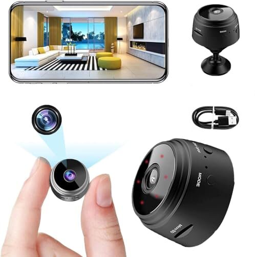LINLANG TEDS Mini Camera WiFi Wireless Nanny Cam, 1080p HD Home Security Camera, Night Vision Indoor/Outdoor Small Dog Pet Camera for Mobile Phone Applications in Real Time