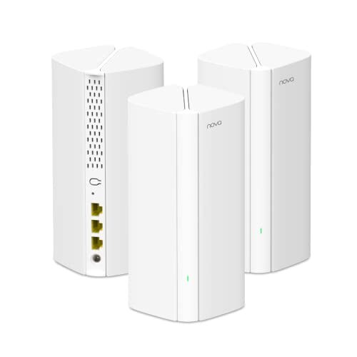 Tenda AX3000 Mesh WiFi 6 System Nova MX12, 7000 sq. ft WiFi Coverage, Whole Home WiFi Mesh System, 1.7 GHz Quad-Core CPU, Dual-Band Mesh Network for 160+ Devices, 3 Gigabit Ports per Unit, 3-Pack