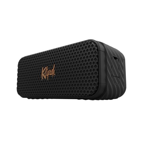 The Klipsch Portable Bluetooth Speaker Nashville with a 2.25″ full range drivers for 360 degree audio, IP67 dust and waterproof rating, 24 hours of playtime for a premium live concert experience