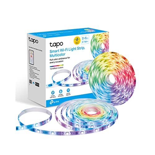 TP-Link Tapo Smart LED Light Strip, 100 Color Zones RGBIC, Sync-to-Sound, 32.8ft(2 Rolls of 16.4ft) Wi-Fi LED Strip Works w/Alexa & Google, IP44 PU Coating, Trimmable, 2 Yr Warranty (Tapo L920-10)