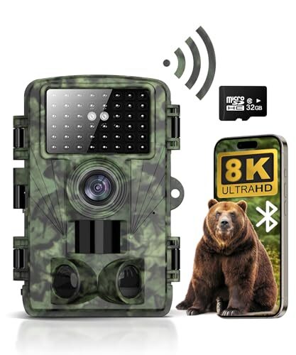 Trail Camera, 8K 60MP WiFi Hunting Camera with 0.3s Trigger Time, 940nm No Glow Infrared Led for Night Vision, Motion Activate Deer Camera with IP66 Waterproof