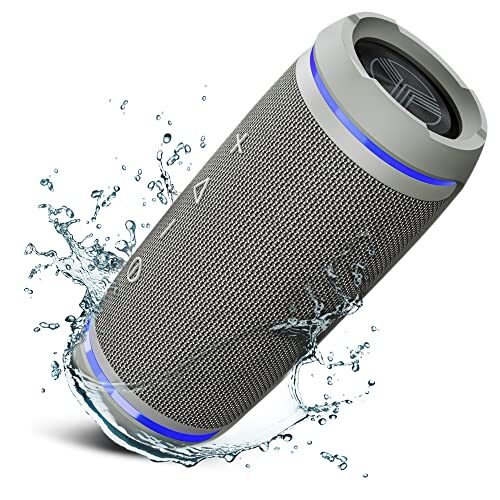 TREBLAB HD77 Bluetooth Portable Speaker, 360° HD Surround Sound, Wireless Dual Pairing, 30W of Stereo Sound, DualBass Technology, IPX6 Waterproof Design with up to 20H of Run Time