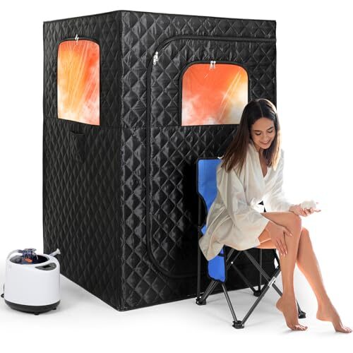 Steupoek Portable Sauna for Home Full Body Personal Sauna Steam Sauna Tent at Home Spa with 2.6L 1000W Steam Generator, 90 Minute Timer, Foldable Chair, Remote Control, Sauna Box