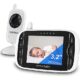 HelloBaby Video Baby Monitor with Camera and Audio, 3.2Inch LCD Display, Infrared Night Vision, Two-Way Audio and Room Temperature Monitoring, Lullaby, Sound Activated Screen