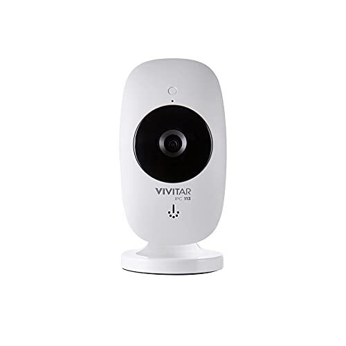 Vivitar IPC113-WHT Camera with Motion Detection, Night Vision, Cloud Backup, Two-Way Audio, Child and Pet Monitor, iOS and Android App for Home/Office Use Wide Angle 1080p HD Wi-Fi Smart Home Camera, White