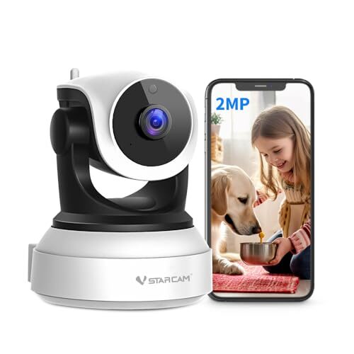 VSTARCAM WiFi Camera, 1080P Wireless Dog Camera with Phone App Night Vision, Motion Tracking, Two-Way Audio, 24/7 Recording with Cloud/Local SD, Smart Baby/Pet Monitoring