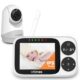 VTimes Video Baby Monitor with Camera and Audio, 3.2″ IPS Screen Baby Camera Monitor No WiFi Night Vision VOX Mode Pan-Tilt-Zoom Temperature Display 2 Way Audio Lullaby Feeding Alarm and 1000ft Range