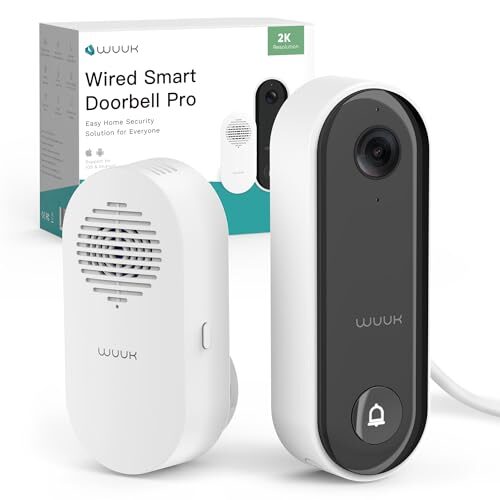 WUUK Doorbell Camera, Wired Video Doorbell with Chime, A Smart Doorbell Truly Knows You, On-Device AI Facial Recognition, No Subscription, Record 24/7, Human & Motion Detection (Wiring Required)