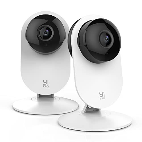 YI Pro 2K Home Security Camera, 2.4Ghz Wired Indoor Camera with Person, Vehicle, Animal Smart Detection, Phone App, Compatible with Alexa and Google Assistant 2Packs