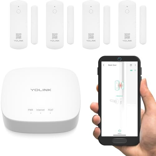 YoLink LoRa Smart Door Sensor Starter Kit: 1/4 Mile Open-Air Range, Door Left-Open Reminders, 5 Years Battery Life, SMS/Text, Email & App Alerts, Alexa, IFTTT, Home Assistant